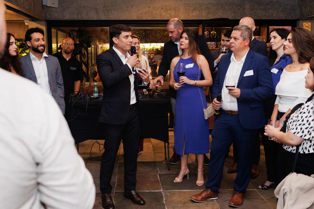 Tiago Chaves offers address to team and guests to celebrate 15 years of tailored recruitment solutions